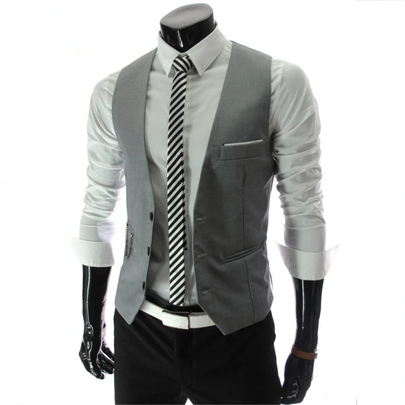 

2018 men's custom business city solid color single-breasted 4 color suit vest / high quality boutique business vest