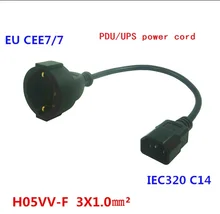 IEC 320 C14 3Pin Male Plug to CEE 7/7 European Female Schuko Socket Adapter Cable FOR UPS/PDU Extension Power Cord