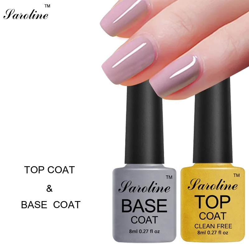 Saroline Long Lasting Base Coat Top Coat UV Nail Gel Polish Design for