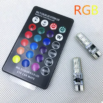 

Car RGB LED 12V T10 LED RGB 5050 SMD Signal Lamp Reading Wedge Light Car Interior Decorative Lights for Auto Remote Controller
