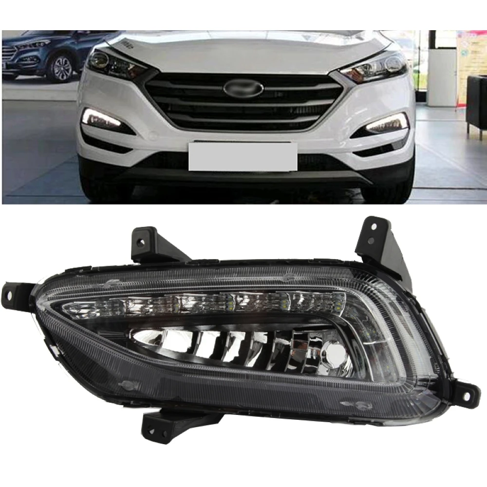 Car styling 2Pcs White Daytime Running Light DRL LED Fog Lamp for Hyundai Tucson 2016 2017 Car styling 2Pcs White Daytime Running Light DRL LED Fog Lamp for Hyundai Tucson 2016 2017