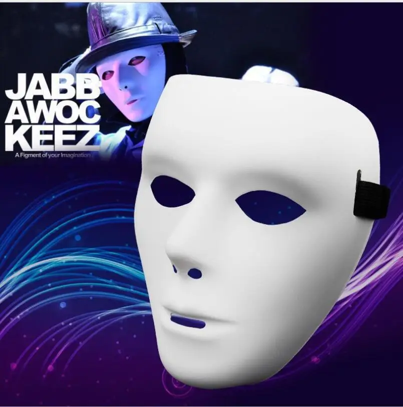 

New type jabbawockeez mask dance PVC pure white mask masquerade party masks halloween hip-hop male masks 600pcs