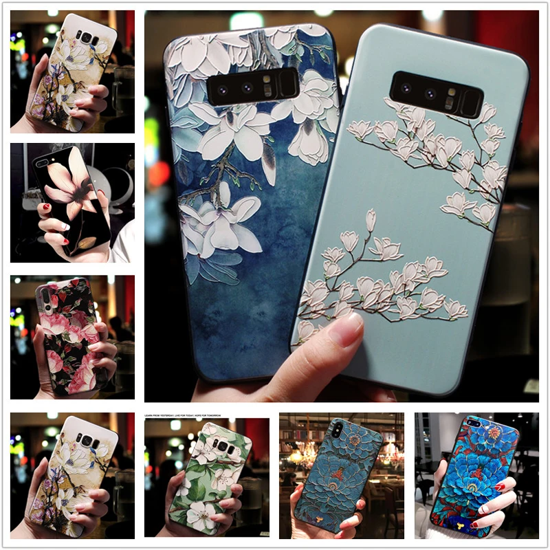 

For Samsung S9 plus Case 3D Flower Emboss Soft Silicone Phone Back Cover Cases For Samsung Galaxy S8 S7 S6 Edge S 7 S7Edge S 9 8