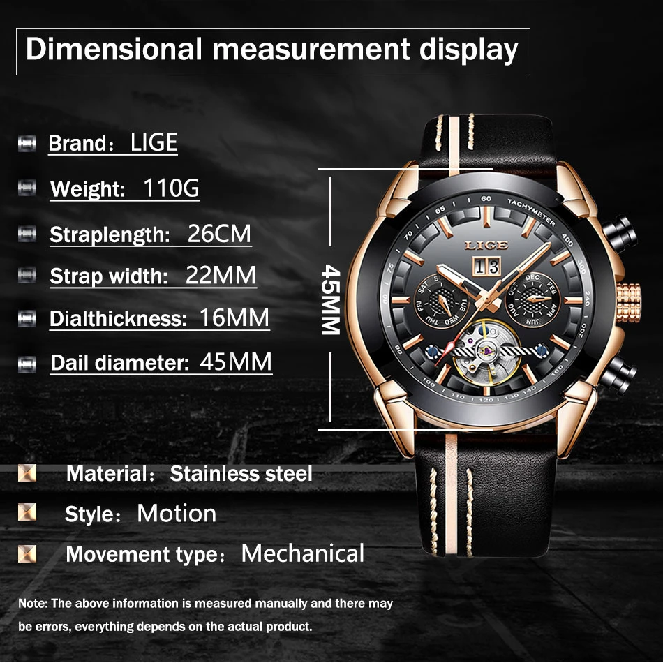 Новые мужские механические часы LIGE автоматические механические часы мужские военные кожаные водонепроницаемые спортивные часы Relogio Masculino+ коробка