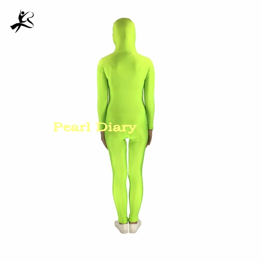 Флуоресцентный зеленый костюм Zentai из лайкры танцевальный унитард спандекса с