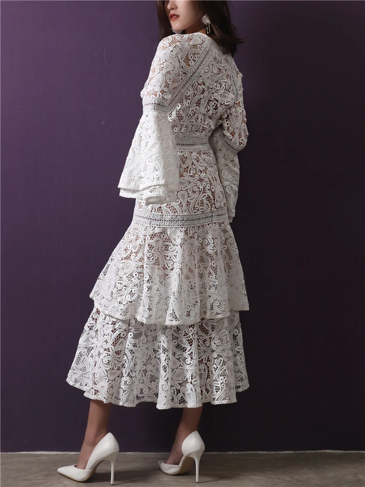 Women Summer Long Maxi Dress 2019 Vintage Sexy Party Night Elegant Embroidery Ruffled White Dress (5)