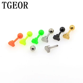 

free shipping Hot Charm multi colors 48pcs 1.2*6*4/5mm heart surgical Stainless Steel ear tragus piercing earring