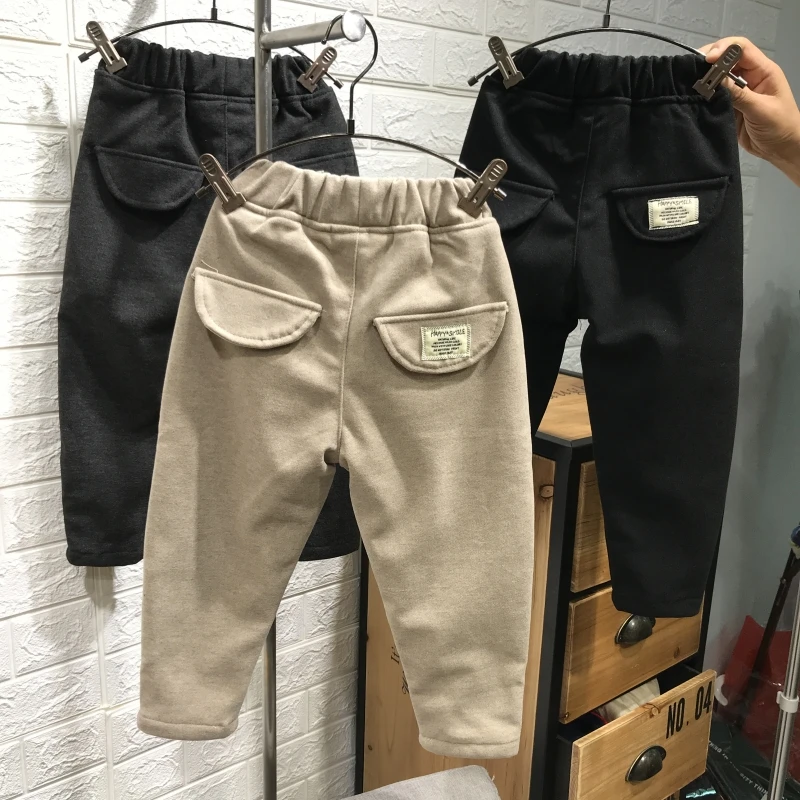 

2-8Y new 2018 winter boys thicken warm fleece inside pant 1pc fashion style kids winter casual pant