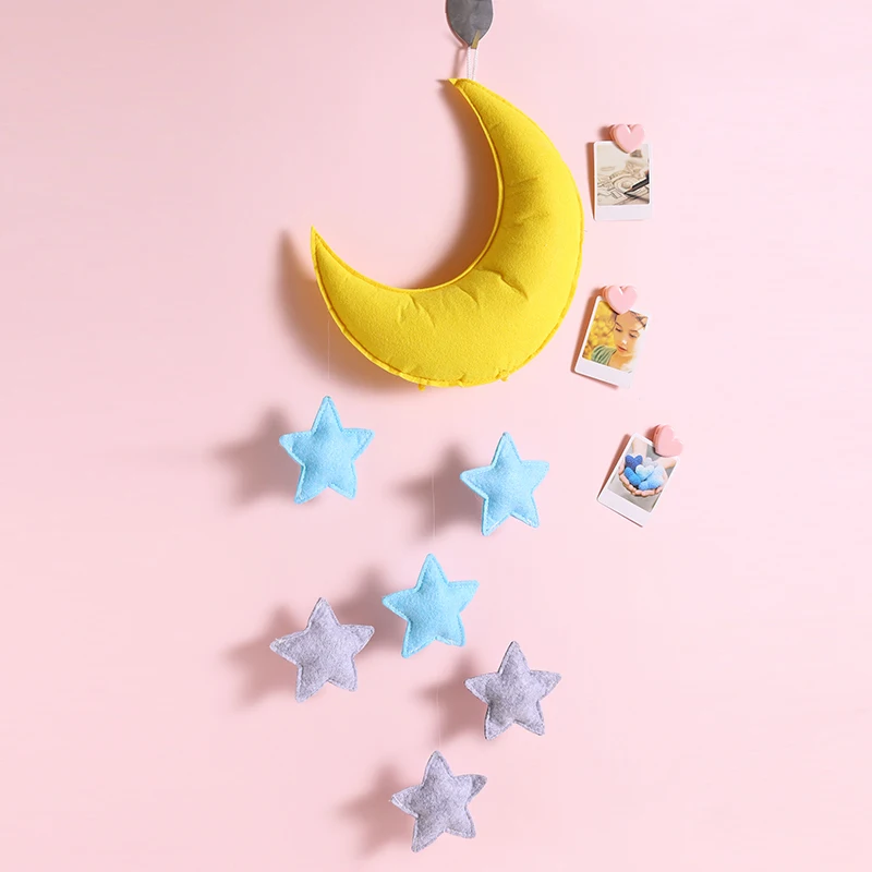 

Handmade Cotton Felt Stuffing Moon Star Hanging Decor Baby Mobile Crib Nursery Ceiling Decoration Kids Room Bedroom Decor