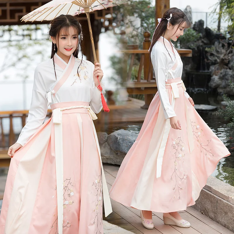 

White Hanfu For Women Dance Costume Improved Hanfu Ethnic Ancient Han Dynasty Clothing Cosplay Hanfu Stage Costumes BL1240