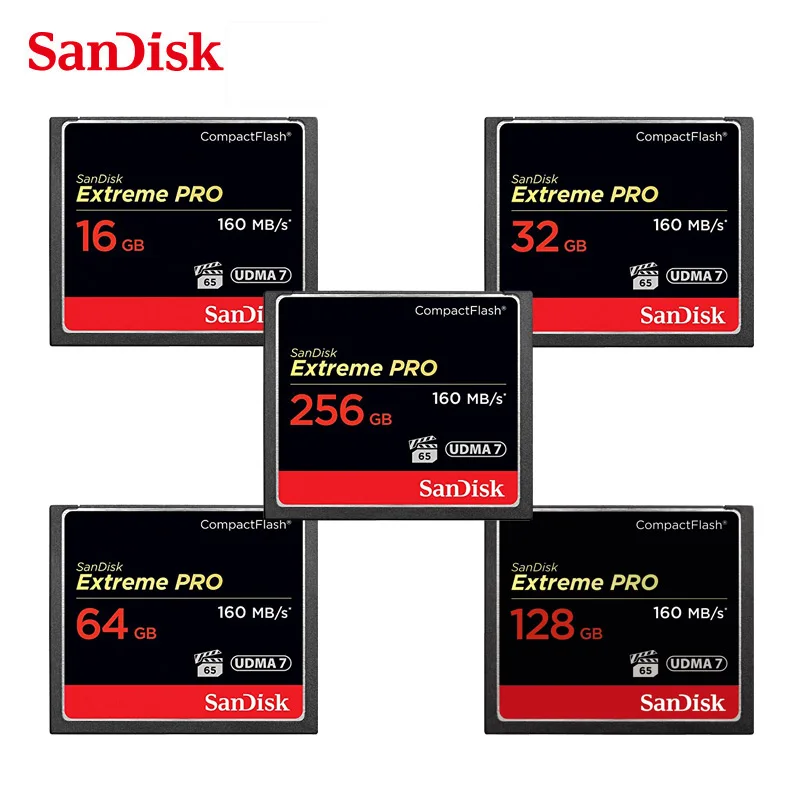Лучший Sandisk карты памяти Extreme Pro CompactFlash 32 ГБ 64 ГБ 128 ГБ Скорость до 160 МБ с. UDMA 7 Professional 4 К 3D Full HD карты CF