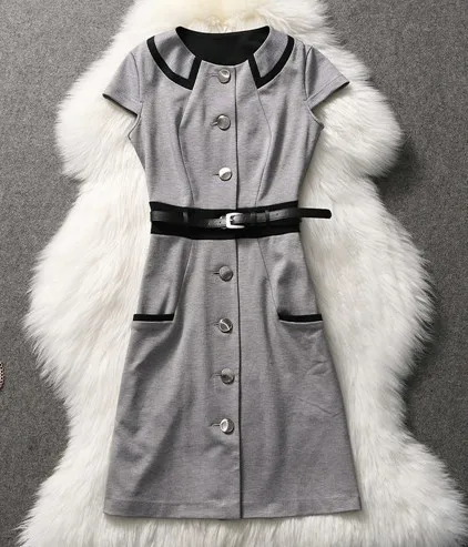 2015 new women o-neck career elegant zipper bodycon pencil dress vintage 1940s 50s 60s Audrey Hepburn sheath retro office wear