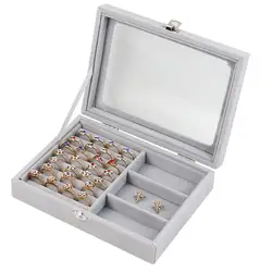Большой модный фланелевый Подарочная коробочка 2 вида отделения Макияж Организатор колье кольцо коробка для хранения ожерелья 20X15X4,5 см
