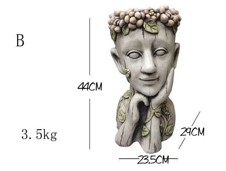 Наружный цемент медитация голова цветочный горшок портрет украшение статуи цветок садовые статуэтки ремесла двора скульптура украшение