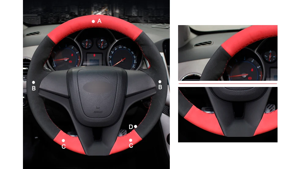 MEWANT черная красная замша удобная для рукоделия крышка рулевого колеса для Chevrolet Cruze 2009- Aveo 2011- Orlando 2010