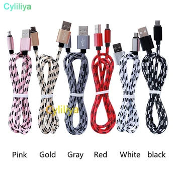 

100pcs/lot 0.25m 1m 2m 3m Braided Micro USB Fast Charging Cable Data Sync Cord For Android Cell Phone For Samsung for Xiaomi