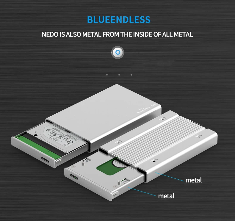 New Aluminum 6Gbps High Speed 2.5" HDD Enclosure Mobile Hard Disk Box Usb 3.0 Sata Hard Disk Case For 9.5-15MM HDD Blueendless hard drive storage box
