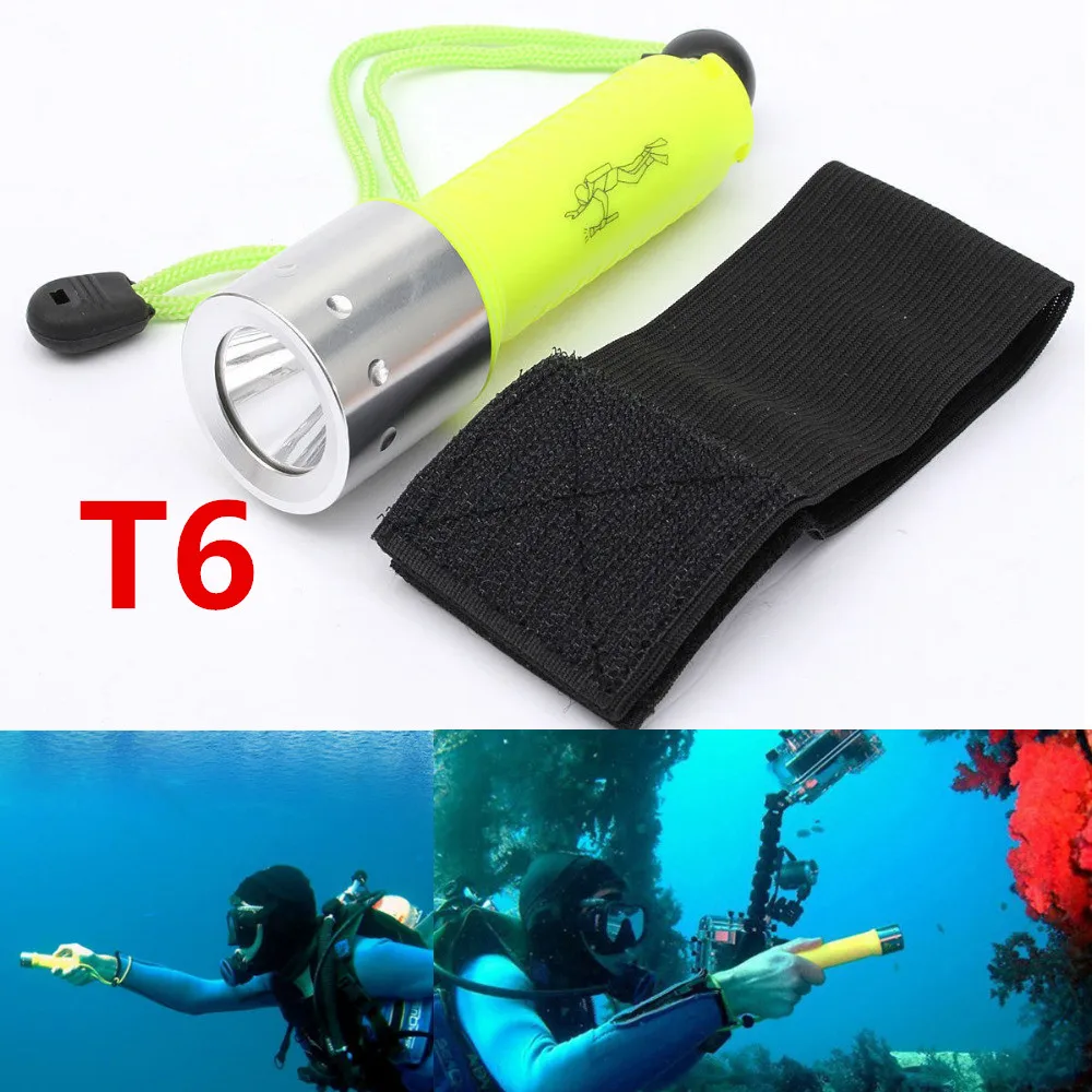 

Hot 2000LM CREE T6 LED Waterproof underwater scuba Diver Diving Flashlight Dive Torch light lamp for 18650 Battery