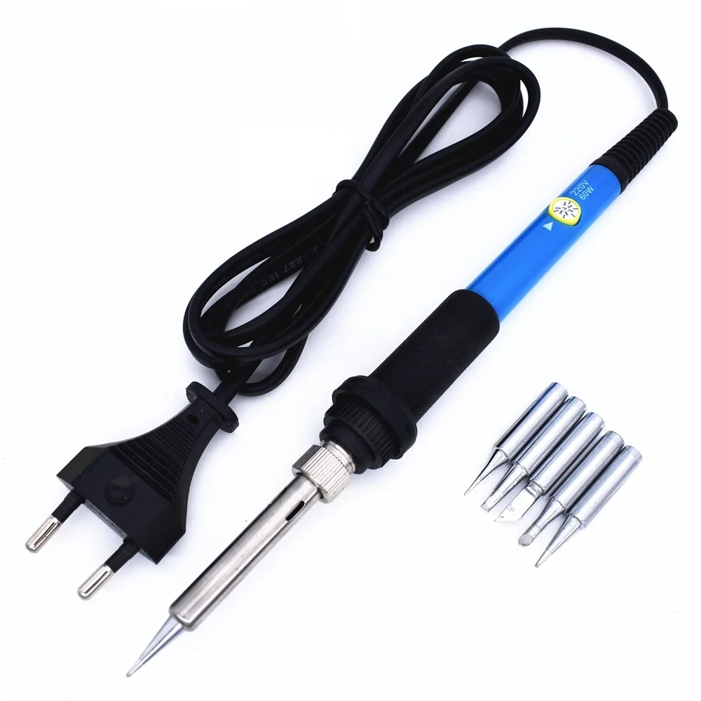 

60W 220V Electric Soldering Iron Soldering Station Adjustable Temperature Rework Welding Gun Tools with 5pcs Solder Tips