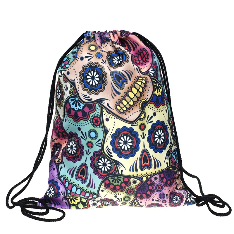 Cordão 3D Impresso Mochila De Viagem Fitness Poliéster Bolsa Bolsa Atacado
