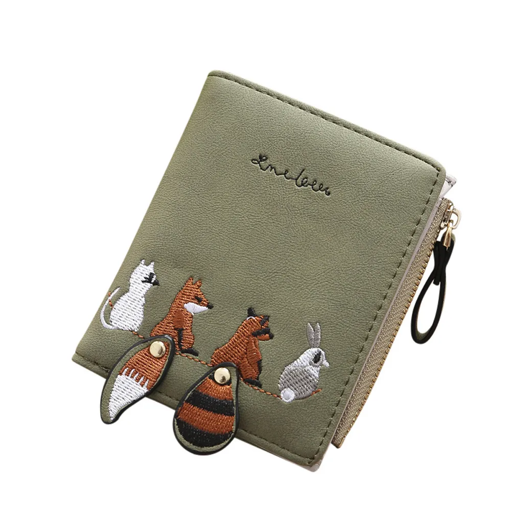 Спальное место #501 2019 Новый Для женщин Симпатичные Животные вышивка Короткие бумажник держатель для карт бумажник забавные beflod сумка