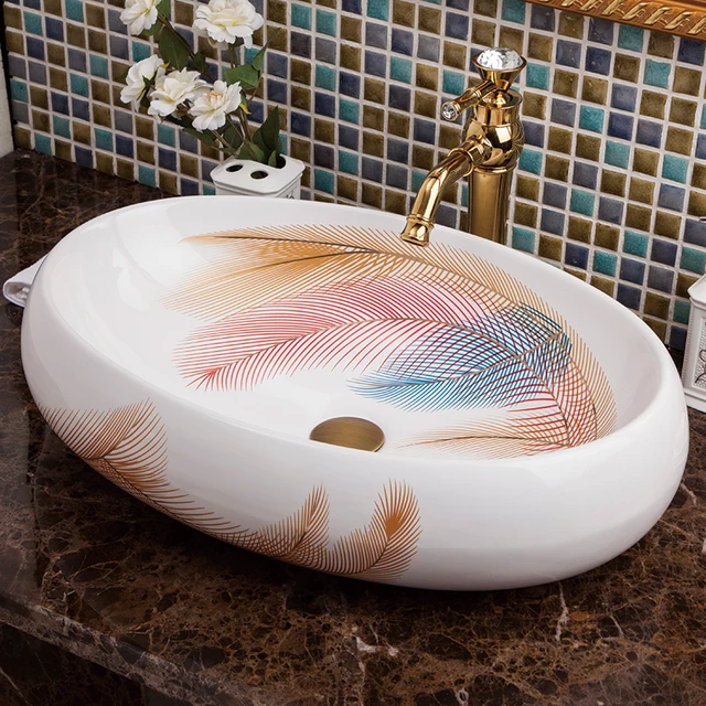 China Artistic Handmade Ceramic Wash Basin Lavobo Round Counter Top China Artistic Handmade Ceramic Wash Basin Lavobo Round Counter Top Jingdezhen Bowls Bathroom Sinks