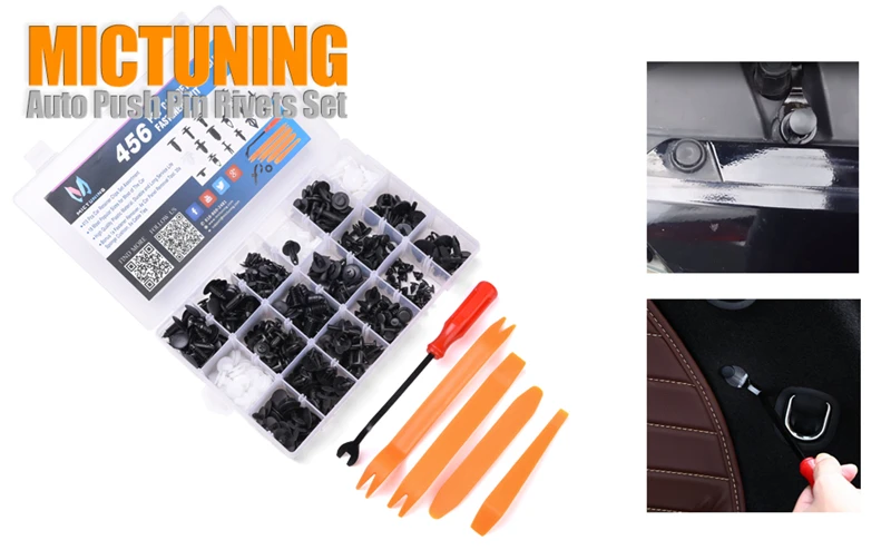 MICTUNING 456 Pcs Car Retainer Clips /& Plastic Fasteners Kit Fastener Remover
