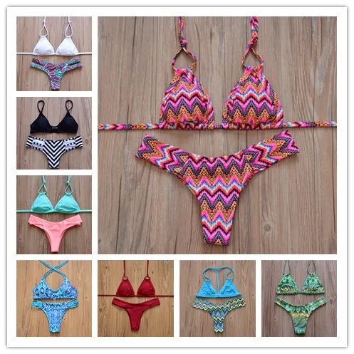 2016 Sexy Thong Bikini Newest Padded Vintage Bikini Set Push Up Swimwear Women Retro Swimsuit Swimwear Brazilian Maillot De Bain