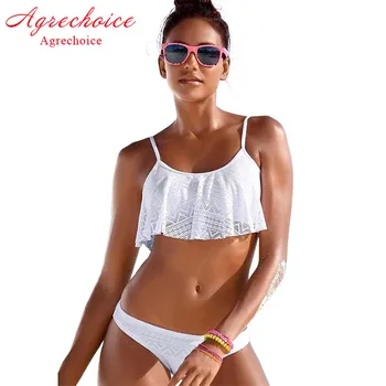 

2018 Ruffle Bikini Women Sexy Lace Swimwear Female Swimsuit Push Up Bikini Set Brazilian Bathing Suit Beach Wear Maillot De Bain