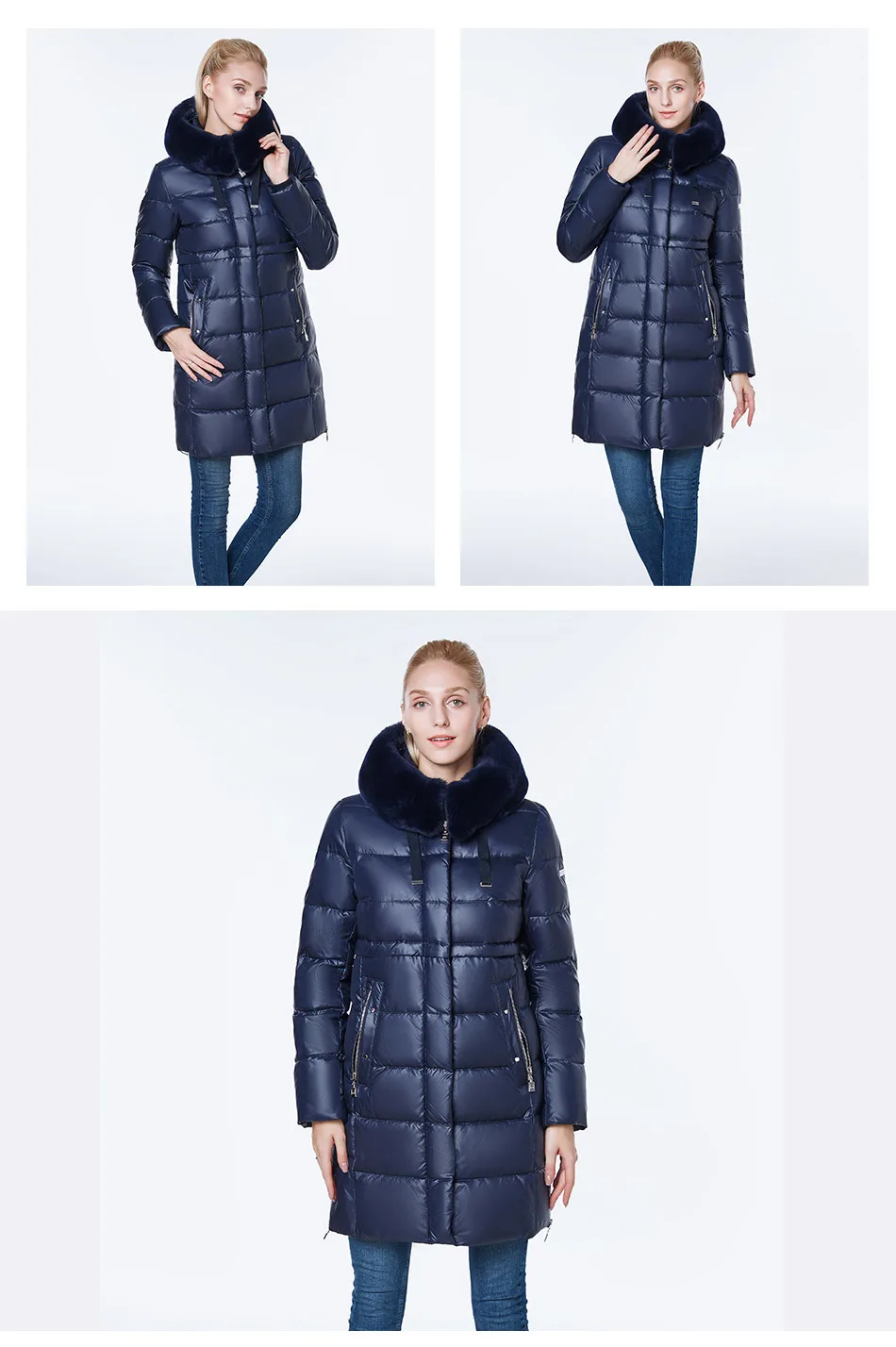 SnowClassic зимний длинный Для женщин пальто Толстые моллюск кролика волосы шляпа ветрозащитный Европейский Дизайн Модная куртка Для женщин