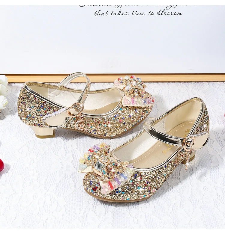 Детская принцесса кожаная обувь новая весенняя обувь для девочек с блестками для девочек Свадебная вечеринка модельные детские туфли для девочек школьные сандалии EU 26~ 37
