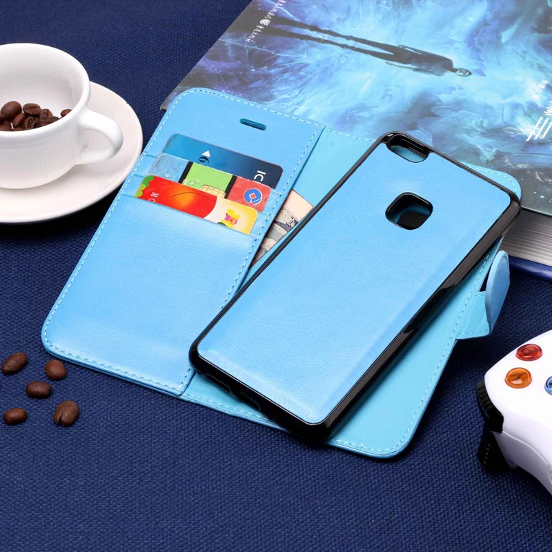 

Luxury Splice 2 in 1 Flip Leather Wallet Phone Soft Silicone Case Plain Cover Shell Coque Fundas for Huawei P8Lite P10Lite 2017