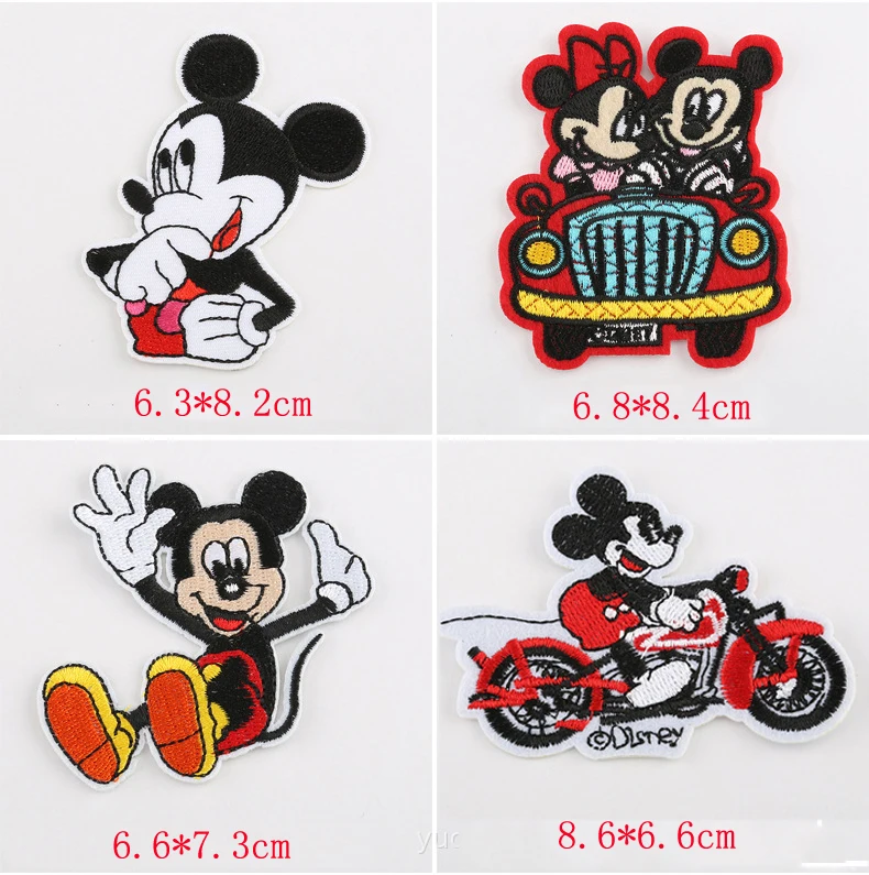 

10pcs Motorcycle Car Mickey Patch For Clothing Embroidered Patche badge Applique Badge T-shirt Jacket Jean Patchwork Accessories