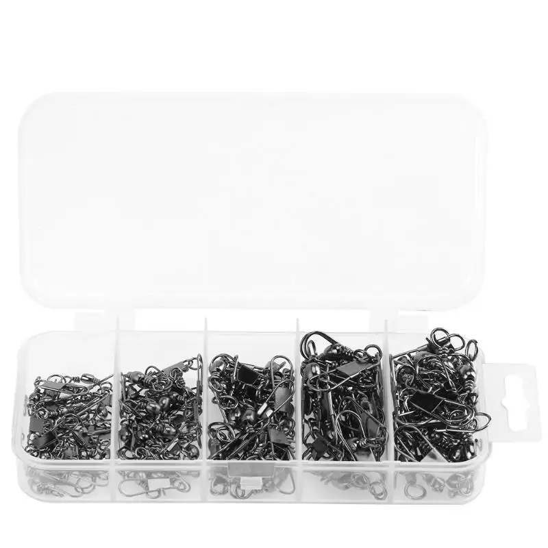 

100Pcs/set Stainless Steel Barrel Swivels with Snaps Hook Lure Connectors Solid Ring Triple Swivels Fishing Gear Set Pesca New
