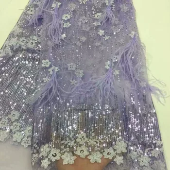 

Cassiel Sequins African Lace Fabrics Embroidered Feather Elegant French Lace Fabric Wedding African French Net Lace Fabric
