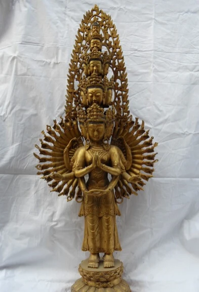 

JP S0524 37" Tibet TIbetan Buddhism Bronze Gilt 1000 Arms Avalokiteshvara Buddha Statue H Discount 35%