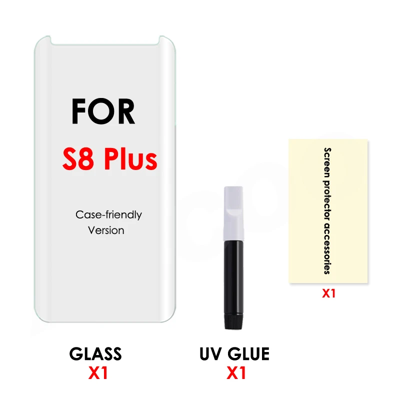 Akcoo S9 Plus защита экрана с УФ жидким клеем для samsung Note 8 Note 9 S8 Plus S6 S7 edge полная клеевая стеклянная пленка для экрана - Цвет: S8 Plus and 1 Glue