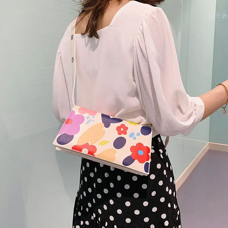 

High Quality Small Square Bag Women's Designer Luxury Shoulder Bag 2019 Colorful Printing Bag Casual PU Leather Crossbody Bag