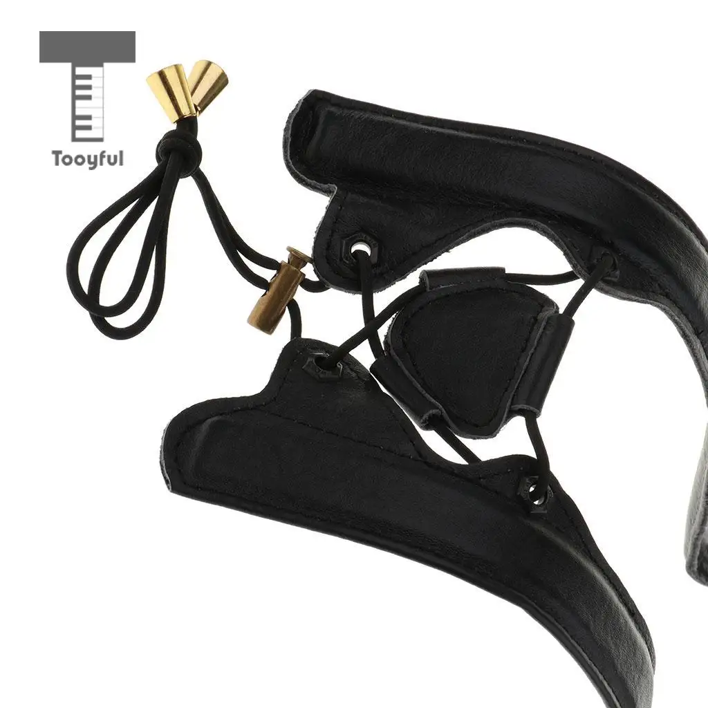 Black/Brown Adjustable Leather Saxophone Shoulder Neck Strap Width 24mm
