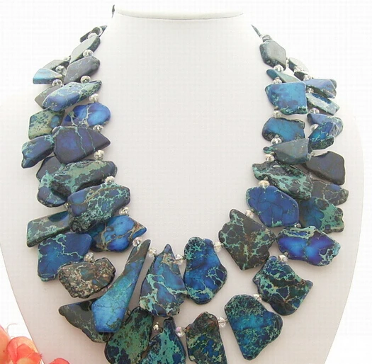 

huij 003878 2Strds 21x40MM Imperial Jasper&Crystal Necklace