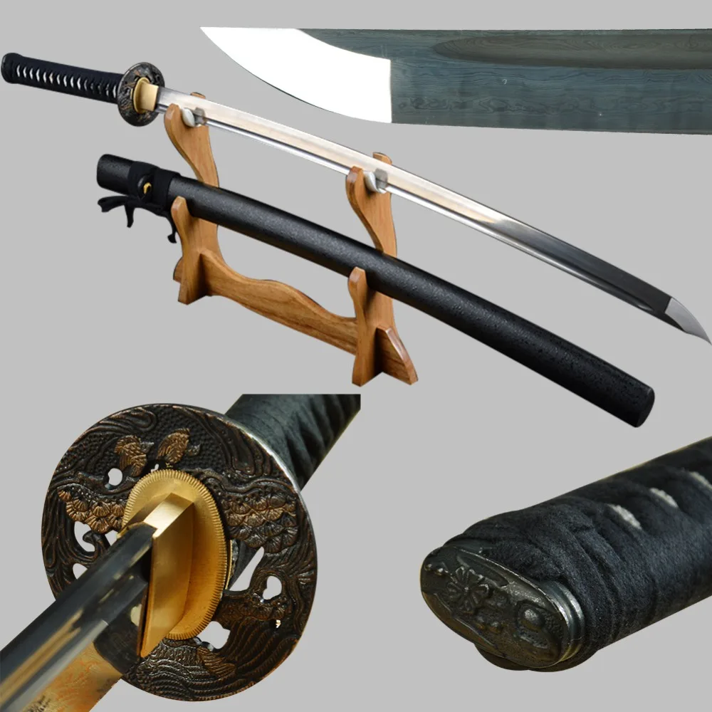 Sharp Japanese Katana Samurai Sword Damascus Folded Steel Full Tang Espadas Battle Ready Sword