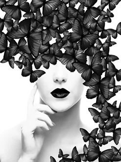 Скандинавский плакат настенные художественные картины модная женская бабочка губы золото и белый черный современный домашний холст живопись Красота домашний декор - Цвет: Бургундия