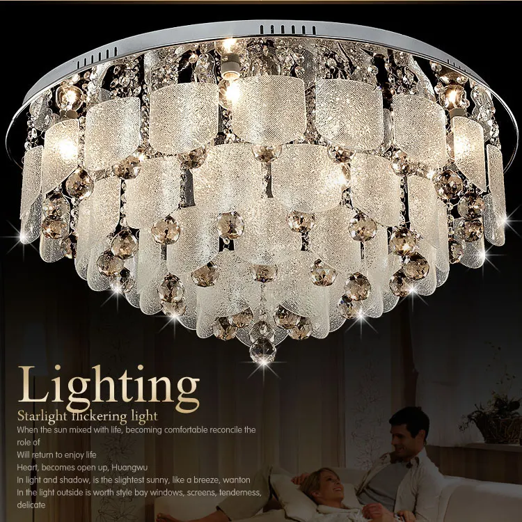  font b Ceiling b font light crystal lamp circle living room lights modern brief romantic