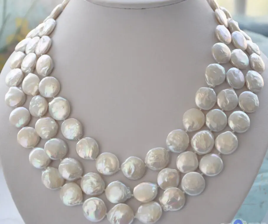 

fast Charming 10-11mm white coin freshwater pearl necklace 48