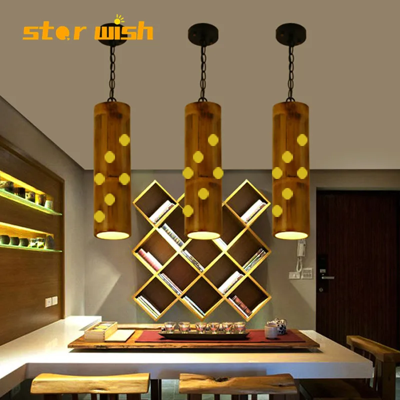 Modern Bamboo Industrial Wind Pendant Light Creative Light Personality Restaurant Farm Bar Corridor Art Hanging Lamp Pendant Lights Aliexpress