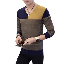 Повседневный компьютерный трикотажный Мужской пуловер с v-образным вырезом в стиле пэчворк, свитер, красивый модный свитер, мужской Азиатский размер M~ 2xL, топы