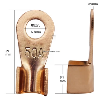 

10Pcs 50A Copper Battery Cable Connector Terminal Crimping 4-10mm2 Wire OT-50A