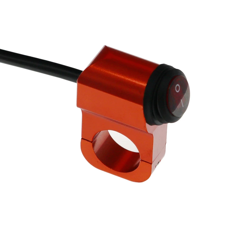Оранжевый MoFlyeer 7/" 22 мм мотоциклетные переключатели из алюминиевого сплава водонепроницаемый головной светильник переключатель и 3 провода с красным светодиодный светильник 12 В - Цвет: Оранжевый