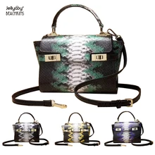 Jellyooy; Новинка; Сумки из натуральной кожи; модная разноцветная женская сумка через плечо с принтом питона