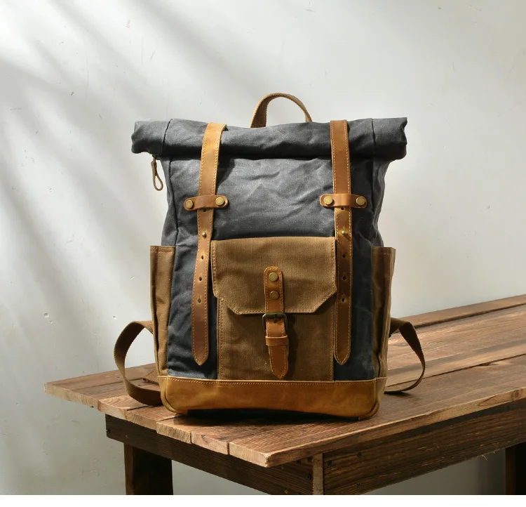 Waxed Backpack Leather Canvas Waxed Canvas Backpack Made Usa